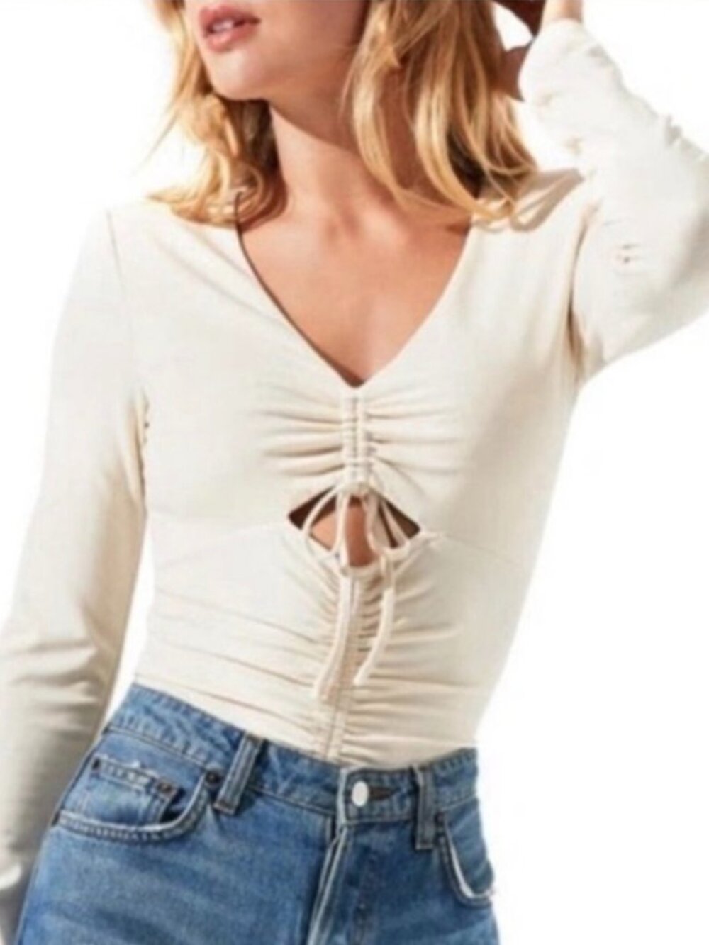 ASTR the label Cream Cutout Bodysuit NWT